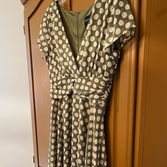 Connected Apparel Dresses & Skirts - Connected Apparel Women's Dress, Sage with Cream Polka Dots